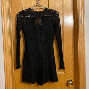 Black long sleeve lace romper